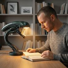 Creative Alien Style Table Lamp, Unique Sci-Fi Design Desk Light For Bedroom And Living Room,USB Halloween Decorations, Alien Resin Statue With Lights-Home And Bedroom Decoration Sculpture, Suitable For Christmas And Autumn Decoration - 彩色 - 查看 2