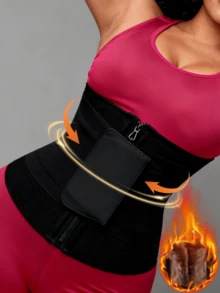 1pc Classic Drawstring Waist Belt, With Hook And Loop And Zipper Dual Closure Design, Cinches Waist To Create A Slender Silhouette - Multicolor - View 2