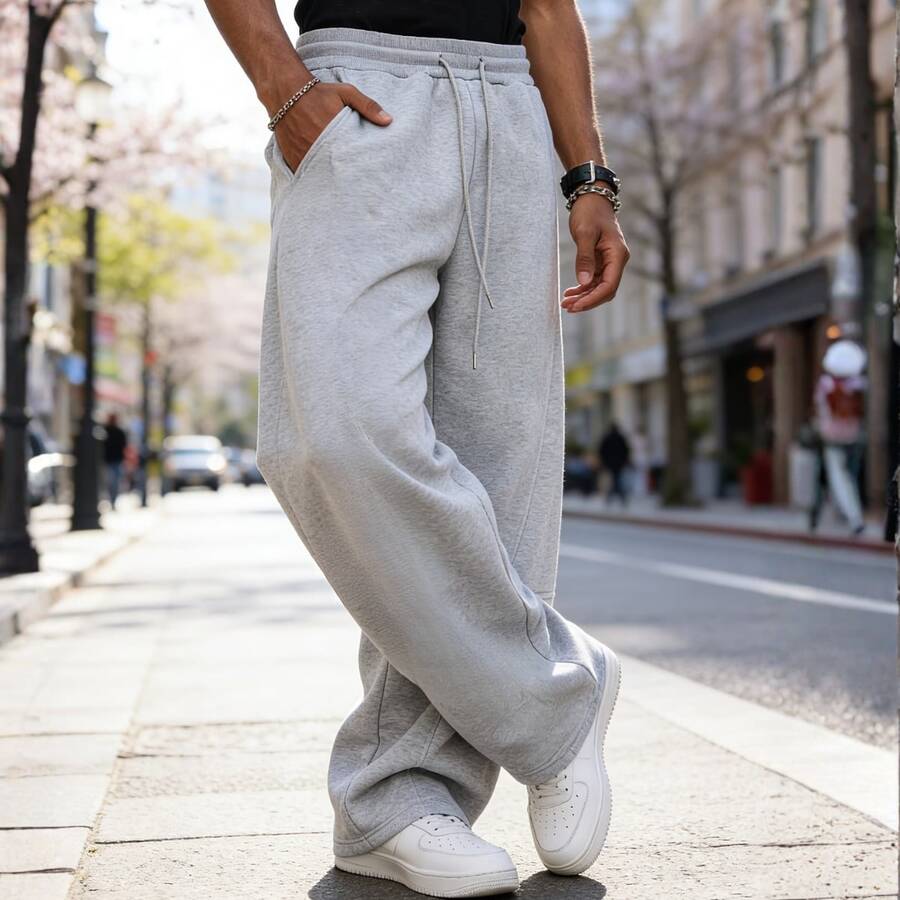 Oversized Sweatpants, Gothic Urban Street Alternative Style - 灰色 - 查看 1