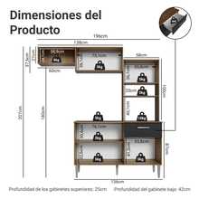 Cocina Integral Completa Modular Madesa Aura 196cm MN 03 - Marrón y Negro - Ver 3