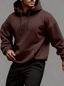 Áo hoodie nam thường ngày, thời trang, đa năng, phong cách đường phố, in chữ, hình gấu hoạt hình và có túi kangaroo, dây rút, thích hợp cho mùa thu/đông. - màu nâu - Xem 2