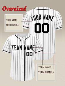 Customizable Plus Size Men's Baseball Jacket, Can Print Name & Number, Suitable For Gatherings & Matches, Fast Delivery White Summer - 白色 - 查看 1