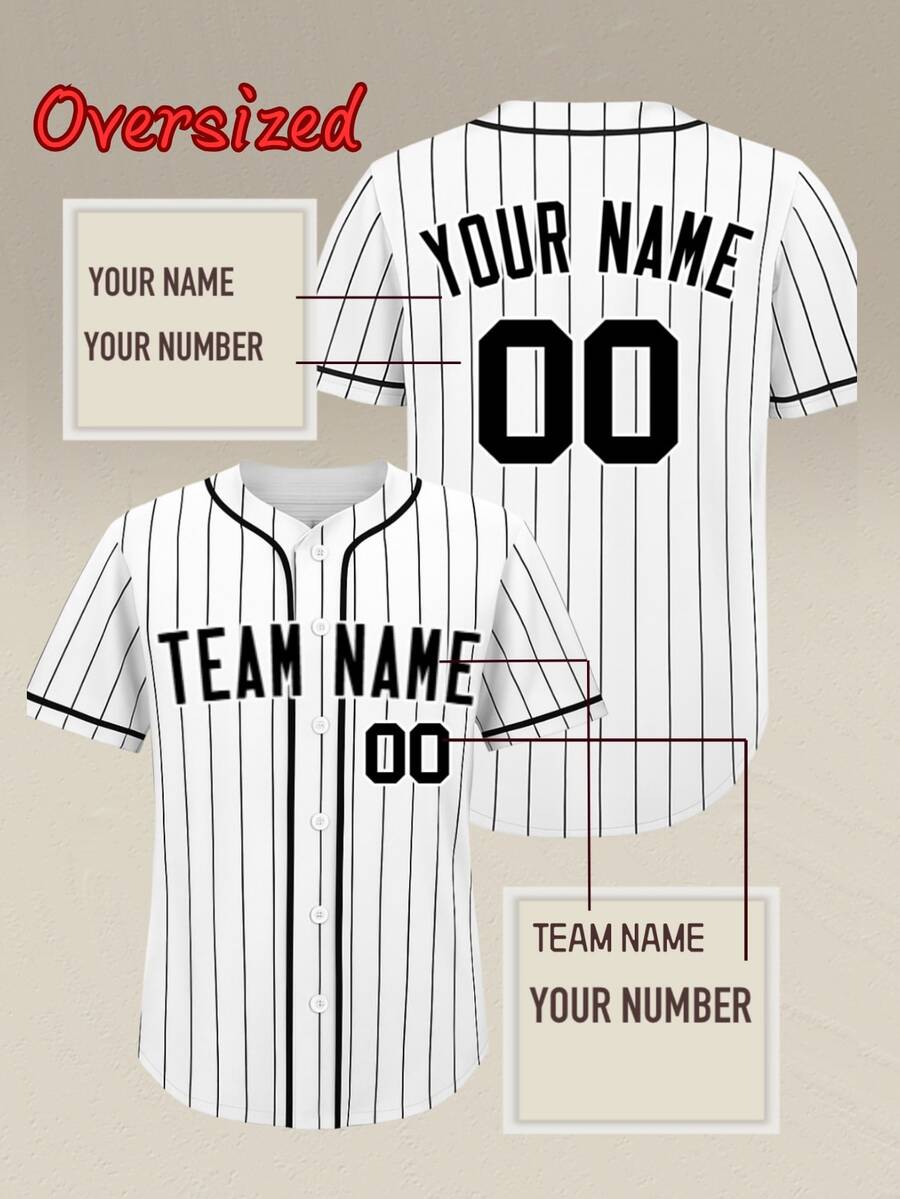 Customizable Plus Size Men's Baseball Jacket, Can Print Name & Number, Suitable For Gatherings & Matches, Fast Delivery White Summer - 白色 - 查看 1