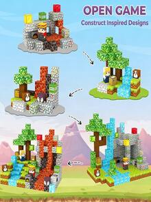 140pcs/150pcs Magnetic Building Blocks, Magnetic Toys For Stacking And Building, Magnetic Cubes Sensory STEM Toys For Kids 3-5, 4-6, 5-7, 6-8 Years Old Boys And Girls, Birthday Gift, Travel And Outdoor Game - Multicolor - View 3