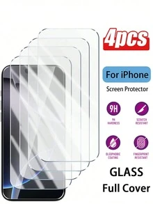 4pcs Full Coverage High Definition Tempered Glass Screen Protector, Compatible With IPhone 7/ 8/ 7PLUS/ 8PLUS/ XR/ 11 /12 /12Pro /13/ 14 /13Pro /14Pro /15 /15Pro/ 12mini /13mini/ X /XS/ 11Pro/ Xsmas /11promax /12Promax /13Promax/ 14plus /14Promax/ 15plus/ 15Promax/ 16 /16PLUS/ 16PRO /16PROMAX - Clear - View 20