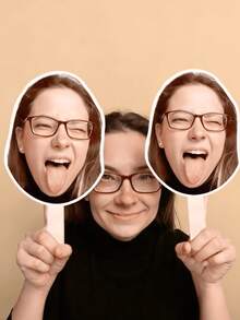 Decor Big Head Face Cutouts, Custom Bachelorette Party, 1/3/5/10pcs Photo Face Masks Birthday Party Decorations Personalised Fan Face Cutout Head On A Stick Cut Out Funny Face Mask,Personalized Big Head Cutout On A Stick Custom Face Cutout Party Decor Accessories Upload Photo Image For Birthday, Weddings,Friends, Relatives, The Best Gift,Party, Decoration - Multicolor - View 4