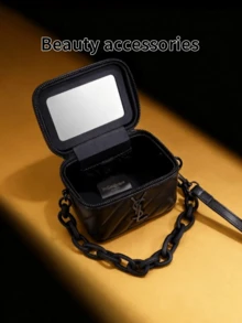 Yves Saint Laurent Black Quilted One Shoulder Bag, Chain Crossbody Bag, Large Capacity, Fashionable Gift For Valentine's Day (Everyday/Party) - Black - View 6