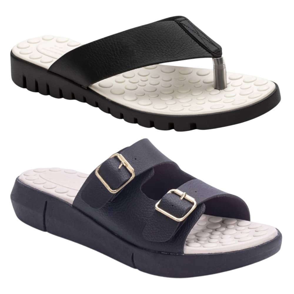 Women's Orthopedic Clog Sandal And Flat Slipper For Heel Spurs And Plantar Fasciitis Original - màu đen - Xem 1