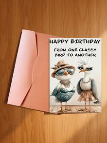 1pc Unique Bird-Themed Birthday Greeting Card, "Birthday Wishes From An Elegant Bird", Two Fashionable Bird Designs, Suitable As Friendship Birthday Gift, High-Quality Card With Envelope - Multicolor - View 14