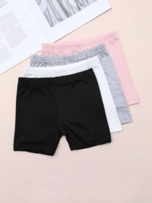 4件組少女經典純色牛奶絲透氣短褲，百搭日常穿著，夏季適用 - 彩色 - 查看 2