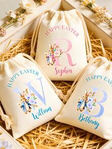 1pc Customized Star & Moon Makeup Bag - Personalized Canvas Drawstring Pouch, Bridesmaid & Bride Gift, Wedding & Birthday Present, Perfect Gift For Women, Multi-Purpose