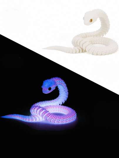 2026 Snake Zodiac Mascot 3D Printed Viper Figurine With Crystal Glow-In-The-Dark Effect, Flexible Joints, Detailed Design, Feng Shui Decor, Home Office Desk Ornament, Creative Gift For Lunar New Year