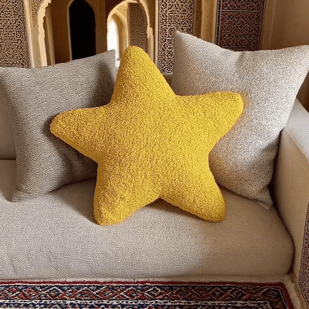 1pc Handmade Plush Star & Moon Decorative Throw Pillow, Suitable For Living Room, Bedroom, And Other Home Decor, Indoor Sofa Home Decor Cushion Pillow, All Season Home Decor Cushion Pillow - Yellow - View 1