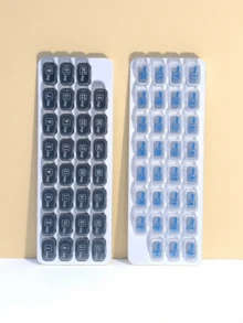 31-Slot Keyboard Style Pill Organizer Box, Detachable Independent Compartments, 30-Day Supply, Suitable For Elderly To Organize Medication, Large Capacity, Monthly Medication Reminder