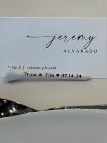 1pc Custom Wedding Name Place Cards - Editable Table Name Card | Modern Minimalist Design, Black And White, Initials In Heart | Personalized Place Cards For Weddings, Events, Parties | 9*10CM, Copperplate Paper - Style 1 - View 5