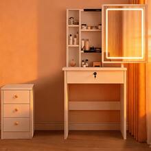 Vanity Desk With Lighted Mirror, 3 Color Light Modes Adjustable Brightness, Makeup Vanity Set With 4 Drawers And 5 Storage Shelves, Vanity Table For Bedroom, White - trắng - Xem 9