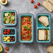 1/2/3/4 Compartment Foldable Silicone Bento Box - Microwave & Oven With Airtight Lid, Suitable For Meals, Soups And Desserts, Space Saving - Multicolor - View 3