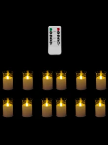 6/12/24 pièces Bougies sans flamme scintillantes avec télécommande, bougies électroniques de petite taille (livrées avec piles) de 4 cm x 6 cm, effet de flamme 3D, minuterie 2/4/6/8 heures, bougies LED miniatures, convient pour la décoration de la maison, le mariage, la fête, la table à manger, le jardin, la Saint-Valentin - transparent - Voir 10