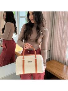 Women's Talassa Large Spacious Handbag With Crossbody, Side, And Hand Strap - Luxury - Peach - View 3