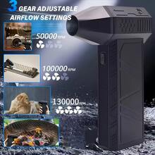 Compressed Air Dust Collector Violent Fan, Wireless 50000/100000/130000 Rpm Rechargeable Air Blower, High Speed Powerful Turbo Fan, Camping Fan, Handheld Outdoor Hair Dryer, Snow Blower, Suitable For Computer Keyboard, Car, Home,Halloween Gift - Black - View 10