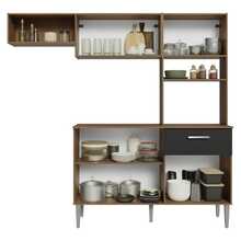 Cocina Integral Completa Modular Madesa Aura 196cm MN 01 - Marrón y Negro - Ver 5
