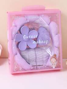 Women's Sponge SPA Headband & Wristband Set, Large Flower Hair Clip Gift Box Set, Hair Care Accessories & Hair Decor Set, Exquisite Gift Box Packaging, Suitable For Party Gifts And Daily Use. Grooming Set. Includes Wristband, Sponge, Cloud Headband, High Crown Headband. - Multicolor - View 10