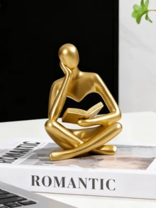 金色阅读装饰套装 - 简约艺术装饰，适用于书架/书桌，现代树脂摆件，优雅书柜展示家居装饰，适用于房间、家居、生日、厨房、婚礼、卧室、客厅装饰 - 彩色 - 查看 7