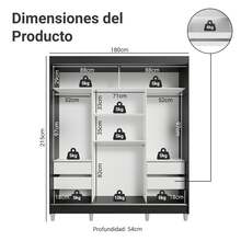 Ropero Madesa Reno 3 Puertas Corredizas Con Espejo y Pies M3 - Negro y Marrón - Ver 3