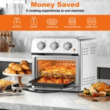 13QT Family Size Air Fryer Toaster Oven Combo, 5-In-1 Multifunctional Convection Countertop Oven, 360° Hot Air Circulation Oil-Free Healthy Cooking, Adjustable Time & Temp, Stainless Steel - US B Type Plug(110-127V) - View 2