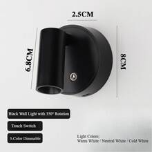 1/2 buah Lampu Dinding Magnetik LED Minimalis Kelas Atas, 3 Suhu Warna, Dapat Diredupkan, Lampu Sorot Sudut yang Dapat Diatur, Cocok untuk Kamar Tidur, Ruang Belajar, Koridor, Pintu Masuk, Pencahayaan Suasana, Lampu Malam - MultiWarna - View 4