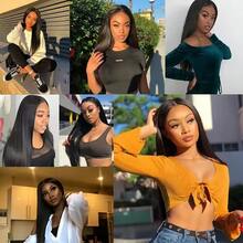 34 Inch Lace Front Wig Human Hair 100% Brazilian Virgin Human Hair Wig Straight Lace Front Wigs Human Hair 250% Density Colored Human Hair Wig 13x4 HD Lace Frontal Wig For Women Natural Black Colored Pre Plucked With Baby Hair Natural Hairline - Natural Black - 查看 5
