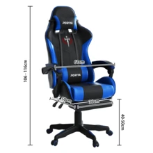 PORIYA Gaming Chair Office Computer Seating Racing PU Executive Racer Recliner Chair - Azul - Ver 2