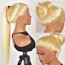 36 Inch 613# Blonde Lace Front Wig Human Hair Brazilian Virgin Straight Lace Front Wigs Human Hair 250% Density Colored Human Hair Wig 13x4 HD Lace Frontal Wig For Women 613# Colored Pre Plucked With Baby Hair Natural Hairline - S613 - 查看 9