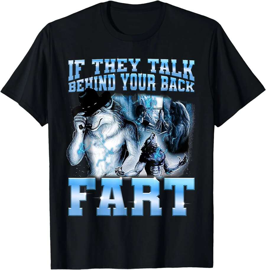 1 Pcs Casual 100% Cotton Men Soft Short Sleeve Tee, Funny Cool Wolf Meme Slogan Graphic Print For Summer Street Travel Concert Daily Party Outfits - 黑色163 - 查看 1