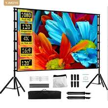 YJMOYE 120-Inch 16:9 4K High Definition Indoor/Outdoor Portable Projection Screen, All-Metal Frame No-Wrinkle Front/Rear Projection Screen, With Storage Bag, Suitable For Home Theater And Outdoor Movie Viewing - White - View 2