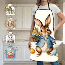 1件复活节兔子围裙，可爱兔子手提花篮和彩色彩蛋设计，是春季庆祝活动的完美之选。这款节日厨房围裙以身穿蓝色外套、被鲜花环绕的可爱兔子为特色，是复活节烹饪烘焙派对的理想之选。 - 彩色 - 查看 1
