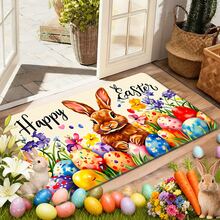 1/2pcs Easter Doormat And Rug Set, Featuring Cute Bunny And Easter Egg Floral Patterns, With Warm Holiday Vibe, Suitable For Decorating Entryway, Staircase And Home Entrance, Creating A Spring Atmosphere, Practical And Decorative. - Multicolor - View 17