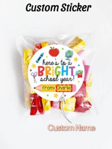 1 Set/15pcs Customized Name Stickers, Customized Text Labels, Personalized Name Stickers, Personalized Text Stickers, Back To School Stickers, First Day Of School Commemorative Labels, New School Year, School Themed, School Stickers, School Souvenirs, School Small Gifts, Celebration, Labels, Graduation Gifts, Gifts For Him, Gifts For Her - Style 2 - View 1