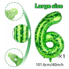 Minecraft 40 Inch Giant Green Pixel Grid Miner Theme Digital Foil Balloons 0-9, Suitable For Birthday And Anniversary Parties - Multicolor - View 6