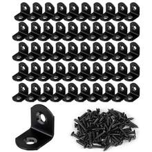 50pcs L-Shaped Stainless Steel Bracket Set, 90 Degree Right Angle Brackets, 100pcs Screws, L-Bracket Hardware, Suitable For Wooden Shelves, Chairs, Tables, Vanities, Furniture (Black) - Black - View 9