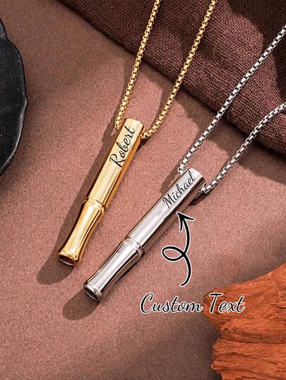 Customized Whistle Pendant, Whistle Necklace, Engraved Necklace, Anti-Anxiety Relief Necklace - Breathing Control Accessories, Stainless Steel Whistle Pendant Necklace - Personalized Style, Streetwear Niche Design Accessories - Unique Style, Customizable Name And Logo, Handmade Jewelry, Personalized Gift, New Year Gift, Thanksgiving Gift, Valentine's Day Gift, Birthday Gift