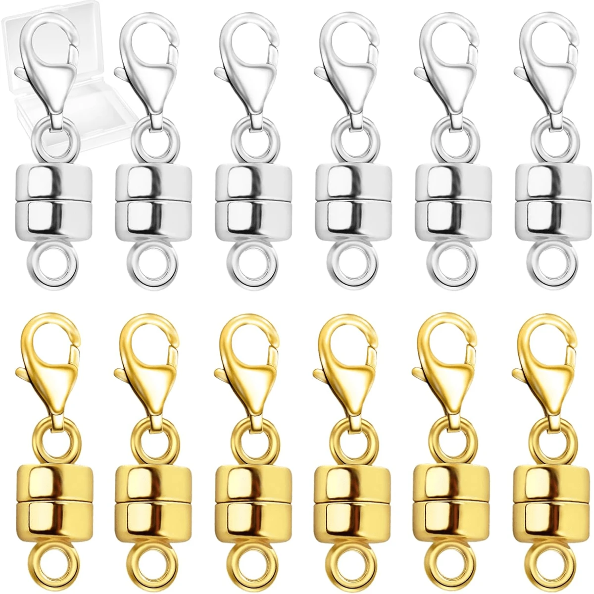 12Pcs Magnetic Necklace Clasp With Lobster Clasp,14K Gold And Silver Magnetic Jewelry Clasps For Necklace Extender Bracelet Closures - Multicolor - View 1