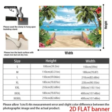 Tropical Hawaiian Party Background - Sky, Ocean, Flower And Palm Leaf Patterns - Multi-Purpose Polyester Banner, Suitable For Both Indoor And Outdoor Decoration And Photography - Multicolor - View 3