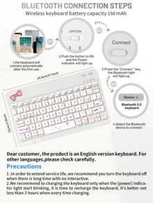 Bowknot Pattern Keyboard Protective Case, Suitable Compatible With Samsung Galaxy Tab, Pad SE, With Detachable Wireless Bluetooth Keyboard And Apple Pencil Storage Slot (Apple Pencil Not Included), Ultra-Thin Lightweight Stand Protective Case, Protective Case - Bow - View 8