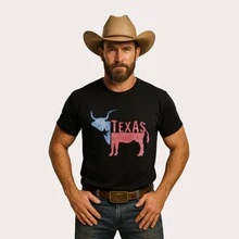 Camiseta Country Masculina Estampa Texas 100% Algodão Premium - Preto - Visão 1
