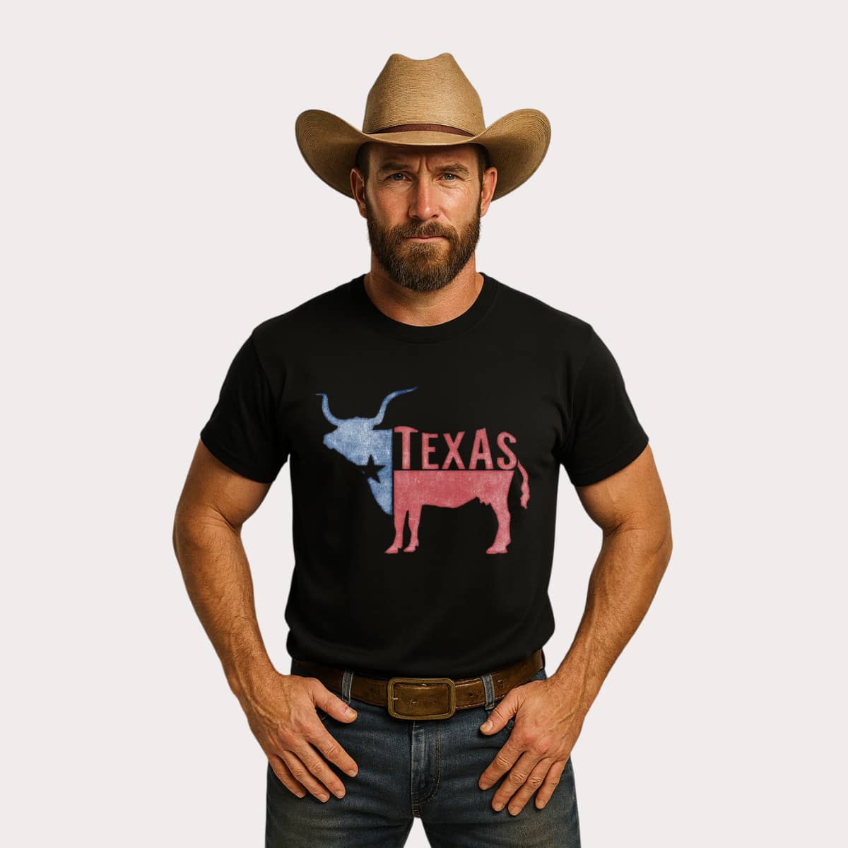 Camiseta Country Masculina Estampa Texas 100% Algodão Premium - Preto - Visão 1
