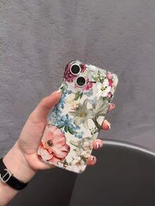 1pc French Retro Oil Painting Floral Baroque Pattern Transparent Soft Phone Case, Anti-Slip Anti-Drop Lightweight Full Coverage Soft Shell Compatible With Apple - Multicolor - View 6