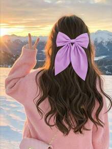 4pcs Soft Long Tail Bowknot Hair Clips, Vintage Metal Hair Barrettes, Silk Hair Bands, Elegant Hair Accessories, Great Gift For Girls, Suitable For Wedding, Party, Valentine's Day, Casual Wear - Red Bow, Pink Bow, White Bow, Black Bow, Head Accessories - Multicolor - View 2