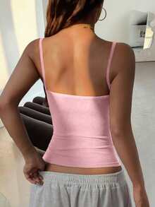 Áo tank top VIVINA nữ màu trơn thoải mái, kiểu dáng tối giản, thích hợp cho mùa xuân/hè. Áo lót nhung đơn giản, đa năng, gợi cảm dành cho nữ, ôm sát, mềm mại, phù hợp cho du lịch, đi học, hẹn hò hàng ngày, đi làm, nghỉ mát. Màu hồng. - Hồng - Xem 4