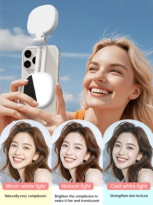 Mirror Design Foldable Pocket Sized Magnetic Selfie Light With Mirror Adjustable LED Fill Light For Video Recording Live Streaming Makeup Vlogging Women Gift - A - View 3